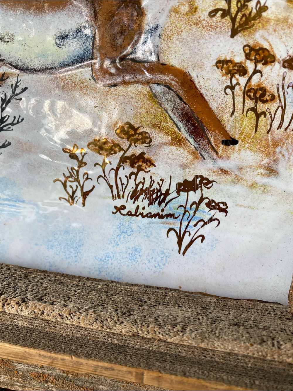 Vintage Rabianim Enamel on Copper Art, Mid Century Pronghorn Antelope “Wildlife - Picture 4 of 8